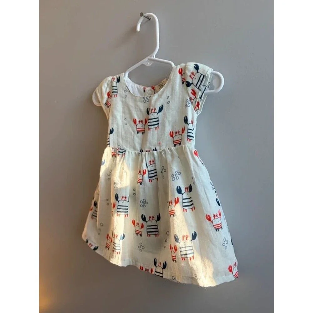 Viverano Organic Muslin Nautical Crab Dress & Bloomer Set 3-6M #summer #beach